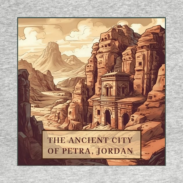 The Ancient City of Petra, Jordan handsome illustration by KOTYA